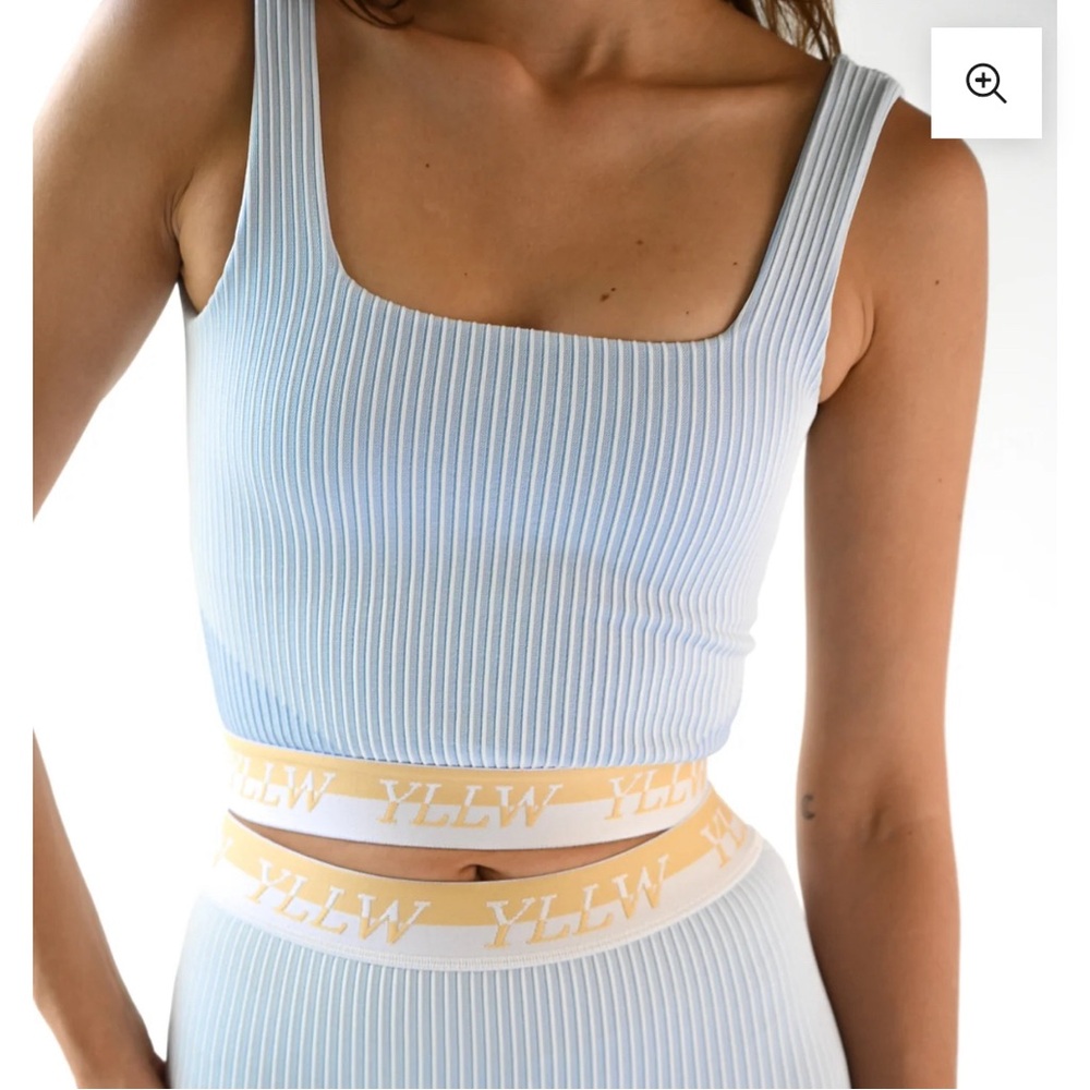 YLLW Juni Ribbed Tank in Azzuro light blue NWT
